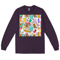 Plum back to school seamless pattern Long Sleeve Tee - BundleAndBundleShop