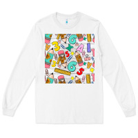 White back to school seamless pattern Long Sleeve Tee - BundleAndBundleShop