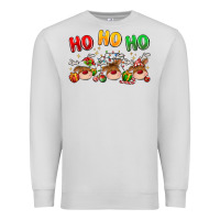 Dove Grey ho ho ho reindeer Premium Sweatshirt - MaliasSmallBusiness