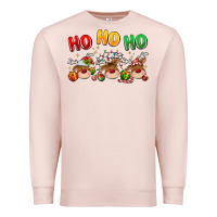 Pale Pink ho ho ho reindeer Premium Sweatshirt - MaliasSmallBusiness
