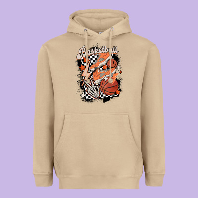 Checkered Retro Basketball Heavyweight Hoodie Designed By Maliassmallbusiness
