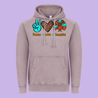 Peace Love Thankful Vintage Hoodie Designed By Jahusdesignshop