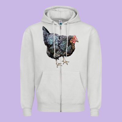 Jersey Giant Chicken Zipper Hoodie Designed By Lillyallendesigns