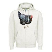 Oatmeal Heather jersey giant chicken Zipper Hoodie - LillyAllenDesigns