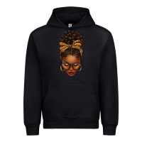 Black afro messy bun leopard bow Urban Hoodie - texasbilliewilder
