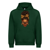 Forest Green afro messy bun leopard bow Urban Hoodie - texasbilliewilder