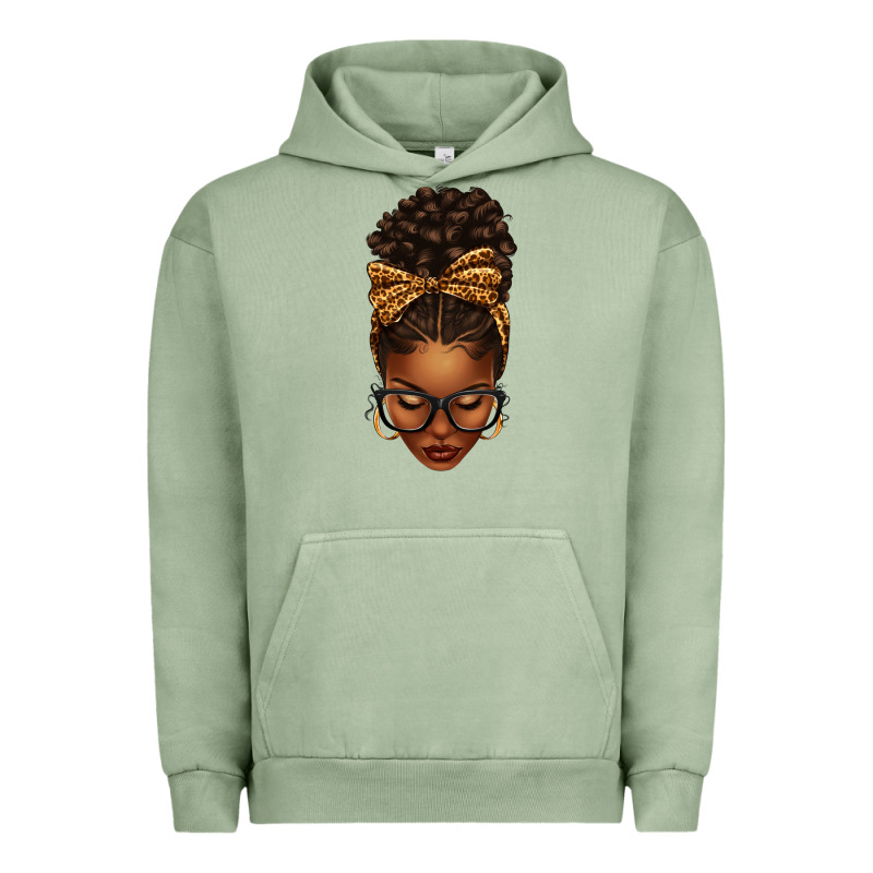 Afro Messy Bun Leopard Bow Urban Hoodie by texasbilliewilder | Teevron