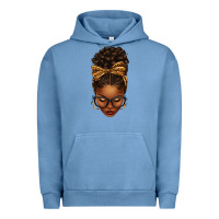 Pigment Pebble Blue afro messy bun leopard bow Urban Hoodie - texasbilliewilder