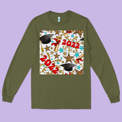 Graduation 2022 Seamless Pattern Long Sleeve Tee Designed By Bundleandbundleshop
