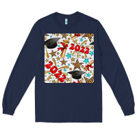 Navy graduation 2022 seamless pattern Long Sleeve Tee - BundleAndBundleShop