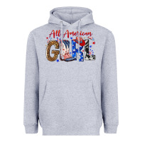 Heather Grey all american girl Heavyweight Hoodie - NancyCooperArtShop