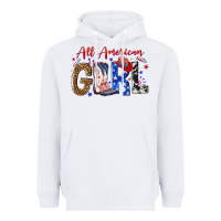 White all american girl Heavyweight Hoodie - NancyCooperArtShop