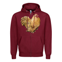 Burgundy cochin rooster Zipper Hoodie - LillyAllenDesigns