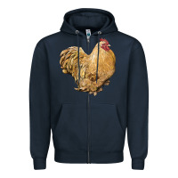Navy cochin rooster Zipper Hoodie - LillyAllenDesigns