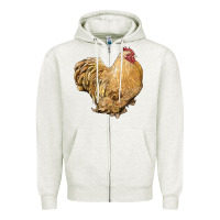 Oatmeal Heather cochin rooster Zipper Hoodie - LillyAllenDesigns