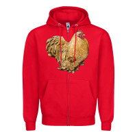 Red cochin rooster Zipper Hoodie - LillyAllenDesigns