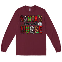 Burgundy santa's favorite nurse Long Sleeve Tee - Jasminsmagicworld