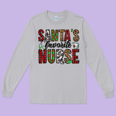 Santa's Favorite Nurse Long Sleeve Tee Designed By Jasminsmagicworld