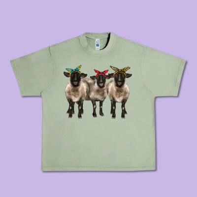 3 Sheeps Suffolk Ewe With Bandana Urban Heavy Tee Designed By Barkaloodesign