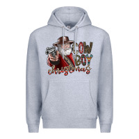 Heather Grey cowboy christmas Premium Hoodie - SublimationCraftShop
