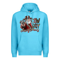 Ocean Blue cowboy christmas Premium Hoodie - SublimationCraftShop