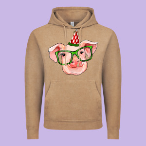 Pig Christmas Vintage Hoodie Designed By Ranaportraitstore