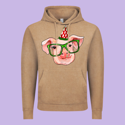 Pig Christmas Vintage Hoodie Designed By Ranaportraitstore