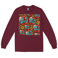 Burgundy back to school with apple seamless pattern Long Sleeve Tee - BundleAndBundleShop