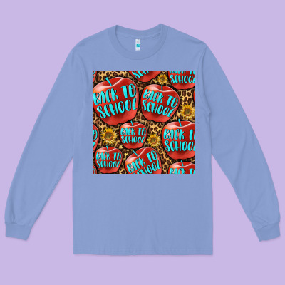 Back To School With Apple Seamless Pattern Long Sleeve Tee Designed By Bundleandbundleshop