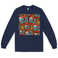 Navy back to school with apple seamless pattern Long Sleeve Tee - BundleAndBundleShop