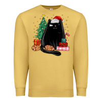 Antique Gold christmas black cat Premium Sweatshirt - MaliasSmallBusiness