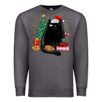 Charcoal Heather christmas black cat Premium Sweatshirt - MaliasSmallBusiness
