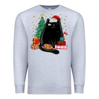 Heather Grey christmas black cat Premium Sweatshirt - MaliasSmallBusiness