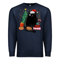 Navy christmas black cat Premium Sweatshirt - MaliasSmallBusiness