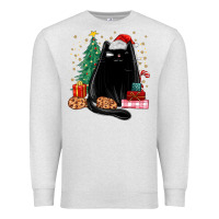 Oatmeal Heather christmas black cat Premium Sweatshirt - MaliasSmallBusiness