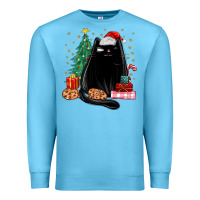 Ocean Blue christmas black cat Premium Sweatshirt - MaliasSmallBusiness