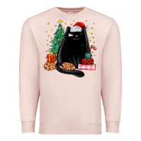 Pale Pink christmas black cat Premium Sweatshirt - MaliasSmallBusiness