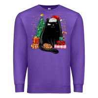 Purple christmas black cat Premium Sweatshirt - MaliasSmallBusiness