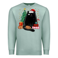 Seafoam christmas black cat Premium Sweatshirt - MaliasSmallBusiness
