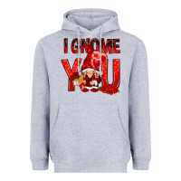 Heather Grey i gnome you with roses Heavyweight Hoodie - NancyCooperArtShop