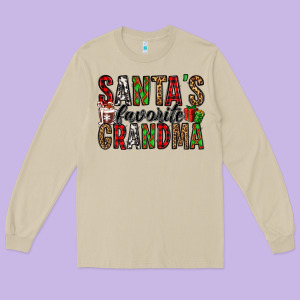 Santa's Favorite Grandma Long Sleeve Tee Designed By Jasminsmagicworld