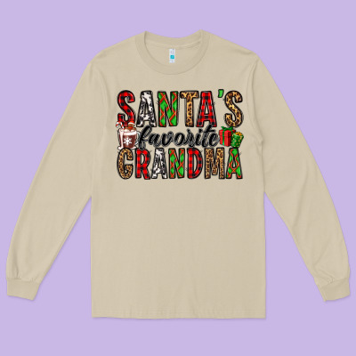 Santa's Favorite Grandma Long Sleeve Tee Designed By Jasminsmagicworld