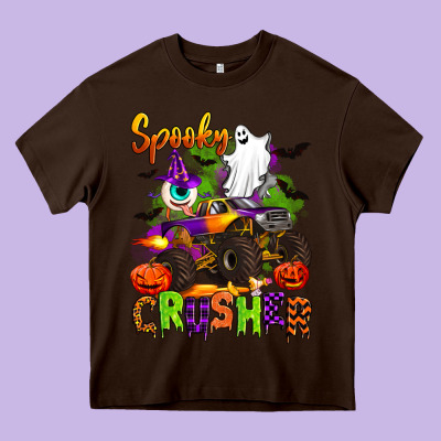 Spooky Cruhser With Monster Truck Heavy Core Tee Designed By Artiststas