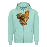 Seafoam Cochin Chicken Zipper Hoodie - LillyAllenDesigns