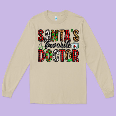Santa's Favorite Doctor Long Sleeve Tee Designed By Jasminsmagicworld
