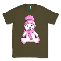 Army Green winter pink snowman and hat Classic Tee - AdoDesignShop