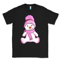 Black winter pink snowman and hat Classic Tee - AdoDesignShop