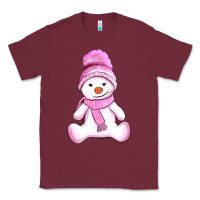 Burgundy winter pink snowman and hat Classic Tee - AdoDesignShop
