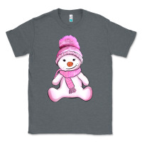 Charcoal Heather winter pink snowman and hat Classic Tee - AdoDesignShop