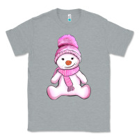 Heather Grey winter pink snowman and hat Classic Tee - AdoDesignShop